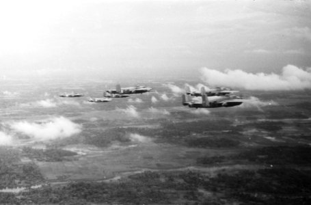 Vliegshow. Vliegtuigen in de lucht. Mitchell B-25, Bestanddeelnr 171-3-2