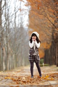 Late autumn girl racing