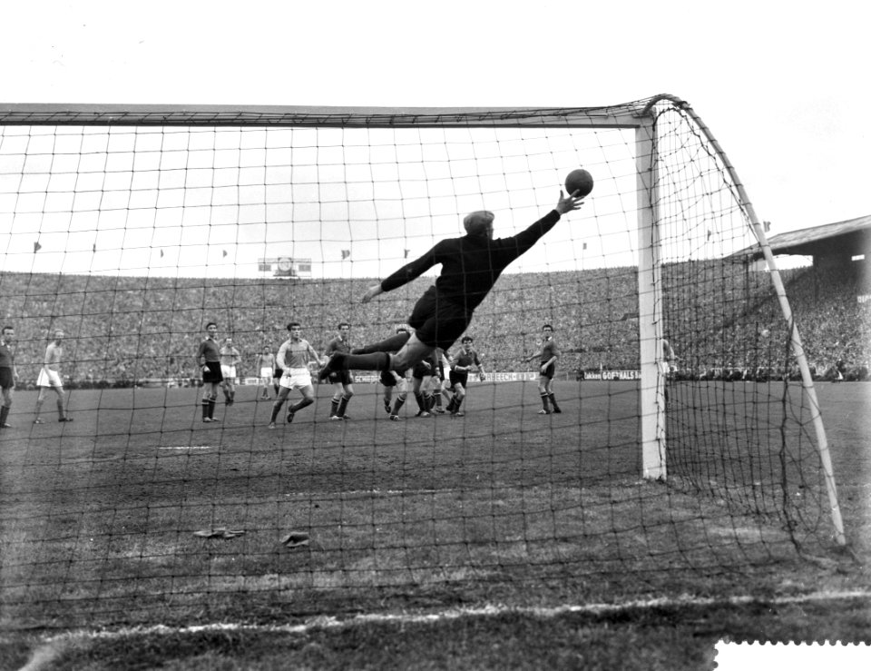 Voetbal Belgie tegen Nederland 2-1 te Antwerpen, doelman Segers tikt bal tot cor, Bestanddeelnr 911-1887