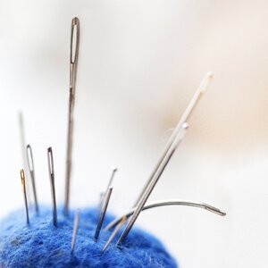 Eye blue sewing thread photo