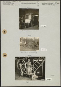 Vlasbewerking; persmachine voor hede (7x7,5 cm; Fotograaf onbekend), Bestanddeelnr 256-4655