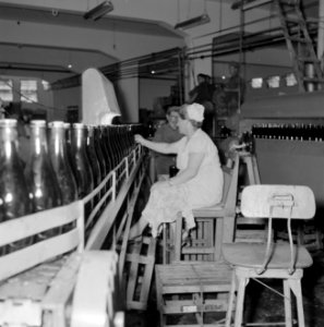 Wijnbedrijf Carmel Mizrachi Wineries te Rishon le Zion Arbeiders aan een lopen…, Bestanddeelnr 255-4868