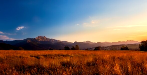 Field sunset sunrise photo