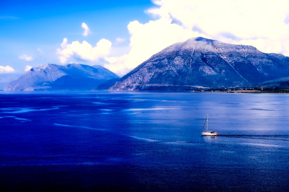 Mountains sailboat boat