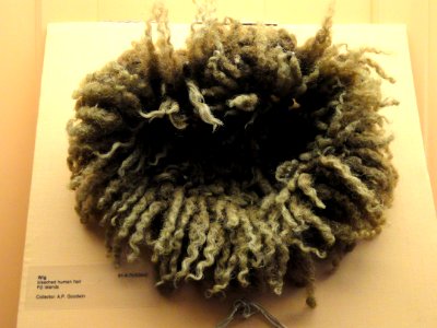 Wig, Fiji Islands, bleached human hair - Pacific collection - Peabody Museum, Harvard University - DSC05759