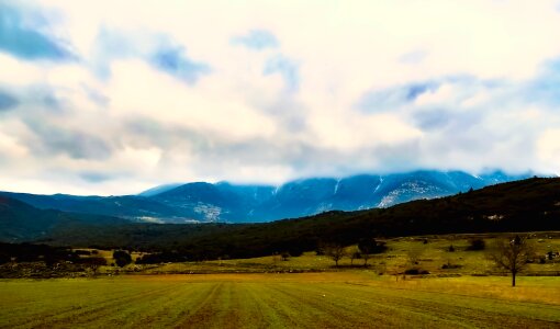 Panorama mountains snow photo