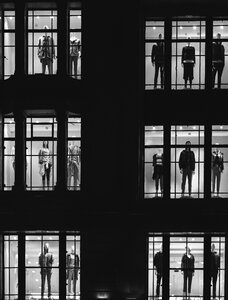 Store monochrome black and white window