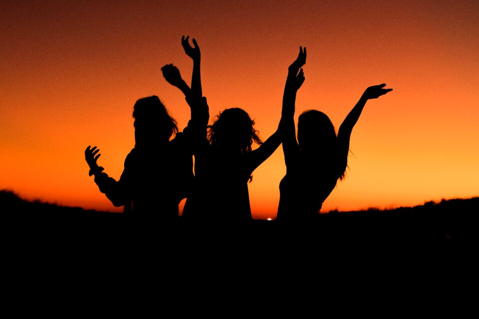 Silhouette people girls