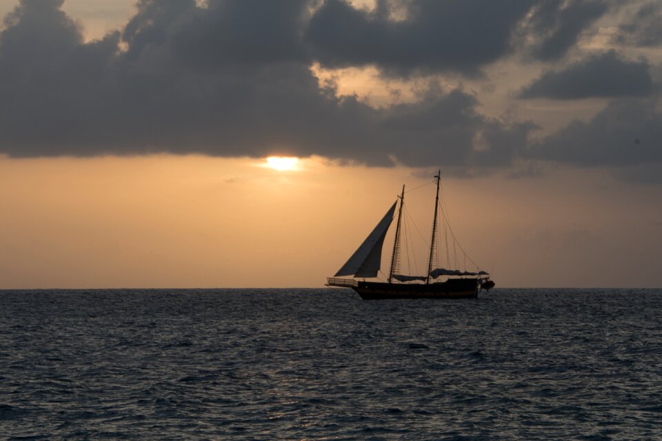 Sea gray sunset gray island
