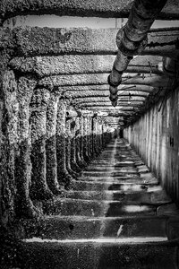 Strange tunnel black and white photo
