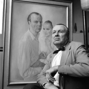 Wim G S Schuhmacher (schilder) 28-2-1964 70 jaar, van zijn zelfportretten met , Bestanddeelnr 916-0889