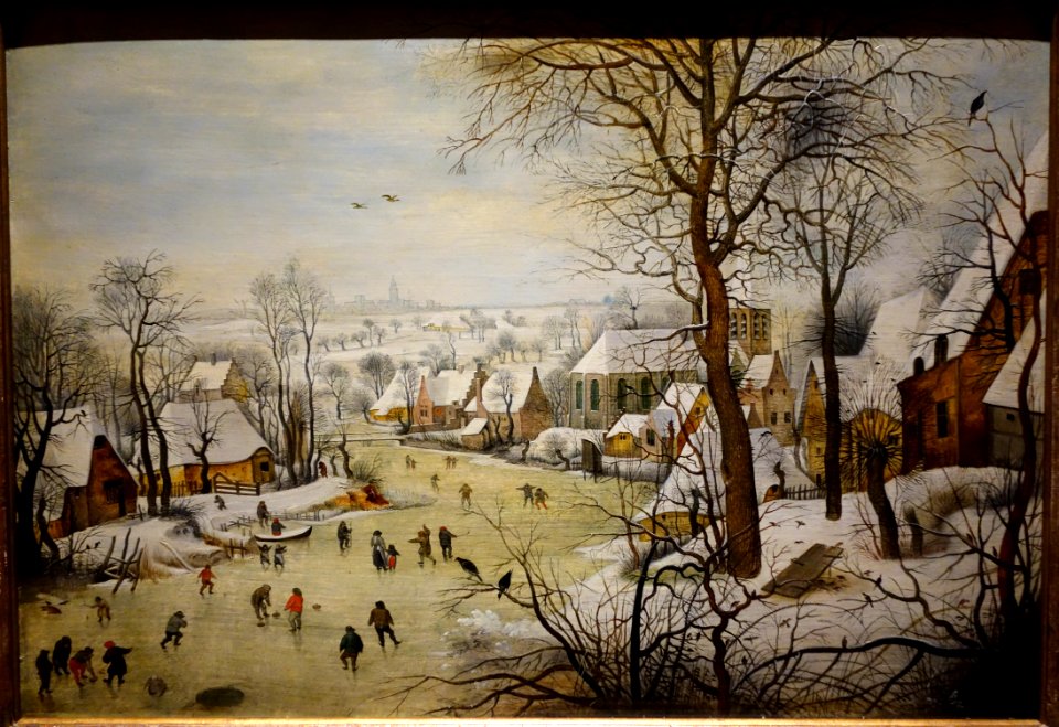 Winter Landscape with Bird Trap, by Pieter Brueghel the Younger, late 1500s to early 1600s, oil on panel - National Museum of Western Art, Tokyo - DSC08409