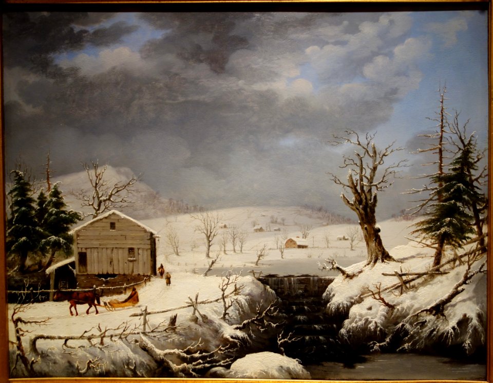 Winter in New England by George Henry Durrie, 1851, oil on wood panel - New Britain Museum of American Art - DSC09228