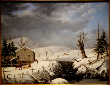 Winter in New England by George Henry Durrie, 1851, oil on wood panel - New Britain Museum of American Art - DSC09228