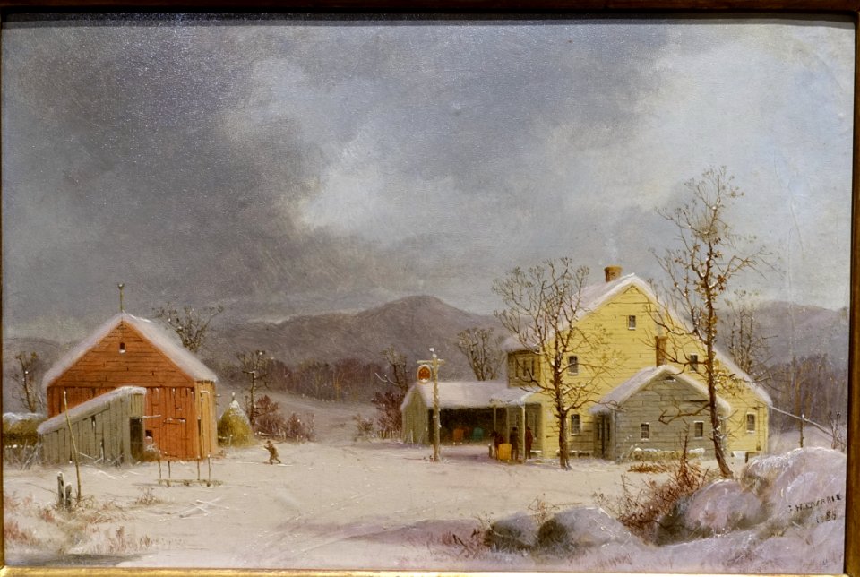 Winter Innyard by George Henry Durrie, 1859, oil on panel - Portland Museum of Art - Portland, Maine - DSC04199