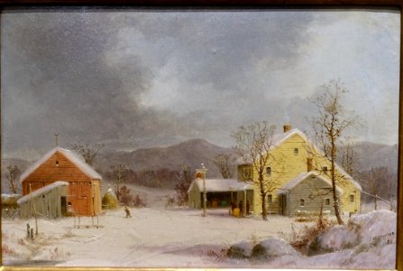 Winter Innyard by George Henry Durrie, 1859, oil on panel - Portland Museum of Art - Portland, Maine - DSC04199