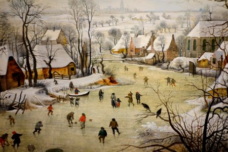 Winter Landscape with Bird Trap, detail, by Pieter Brueghel the Younger, late 1500s to early 1600s, oil on panel - National Museum of Western Art, Tokyo - DSC08414