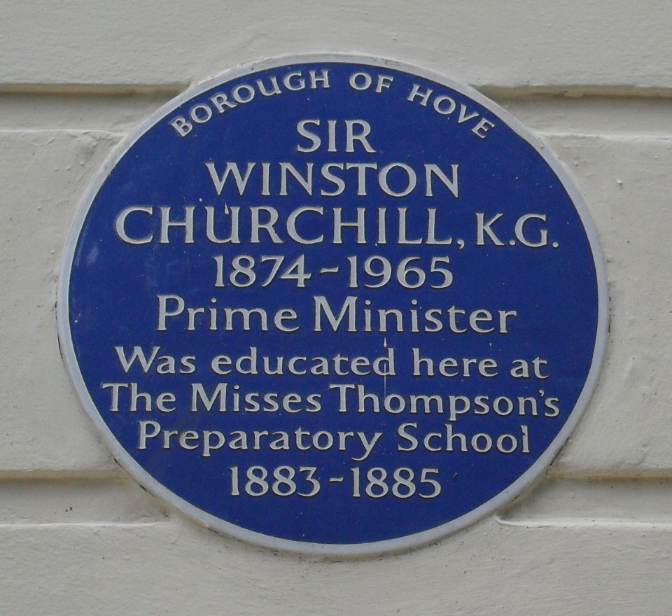 Winston Churchill Plaque at 29–30 Brunswick Road, Hove (Blue Plaque) (July 2010)