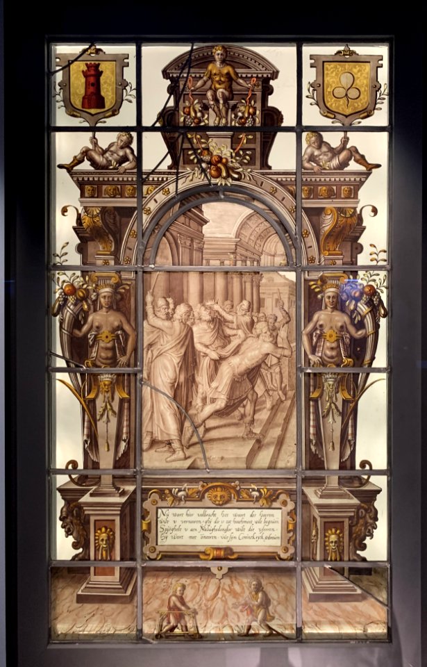 Window, Nebuchadnezzar being driven form his kingdom, Antwerp c1650-1750