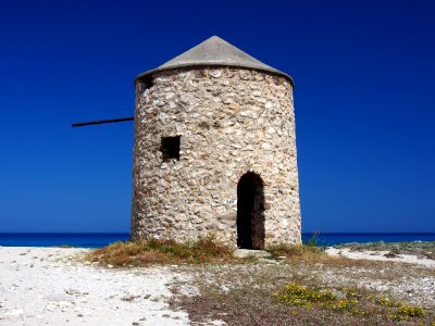 Windmill on Levkas beach, pic3