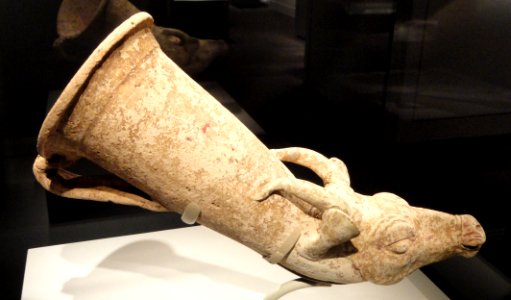 Wine horn with a gazelle protome, Iran or present-day Turkey, Achaemenid period, 6th-4th century BC, earthenware and paint - Arthur M. Sackler Gallery - DSC05814