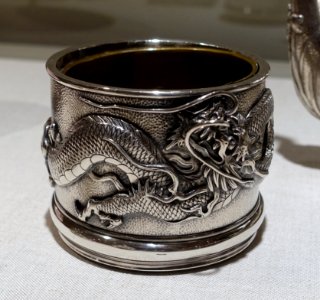 Wine coaster by Arthur & Bond, Japan, 1905 AD, silver - Peabody Essex Museum - DSC07815