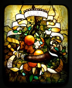 Window to honor his parents' 50th wedding anniversary, by Louis Comfort Tiffany, Tiffany Glass and Decorating Company, c. 1891, leaded glass - New Britain Museum of American Art - DSC09670