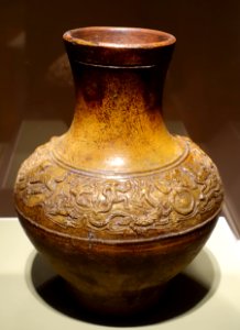 Wine storage vessel (hu) with false handles and mythical animals, Shaanxi or Henan province, China, late Western Han dynasty, 1st century BC, earthenware - Portland Art Museum - Portland, Oregon - DSC08637