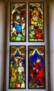 Window by Master Johannes, view 1, from the Nonnberg monastery in Salzburg, Styria, c. 1406 AD, stained and painted glass - Hessisches Landesmuseum Darmstadt - Darmstadt, Germany - DSC00379