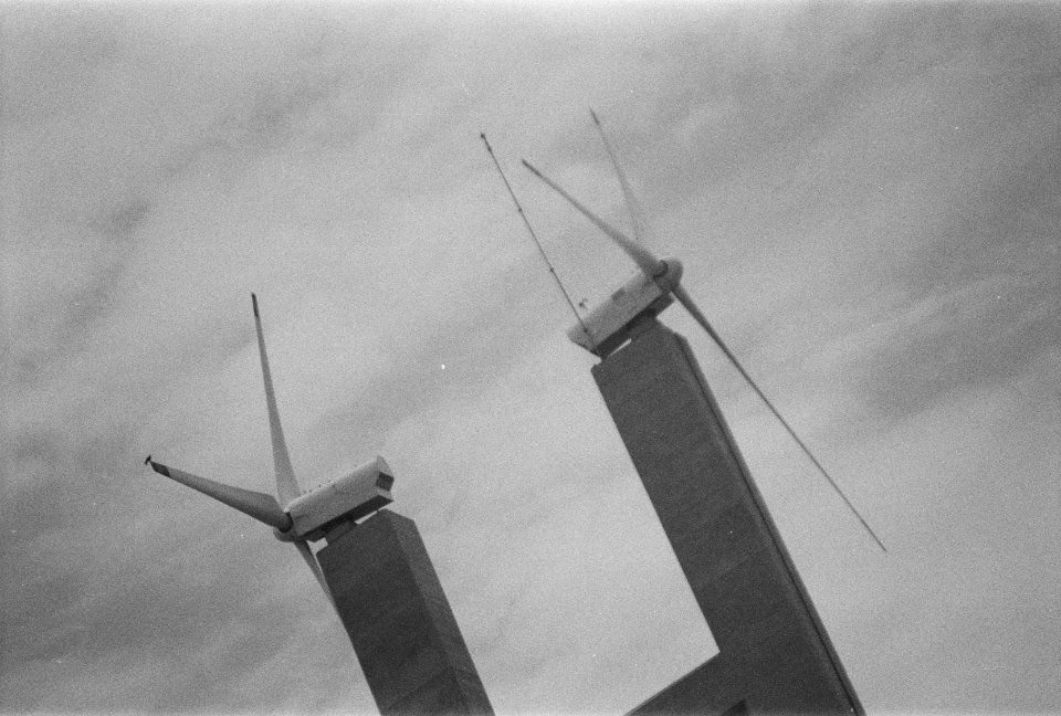 Windmills on the bridge of Mahatma Mandir