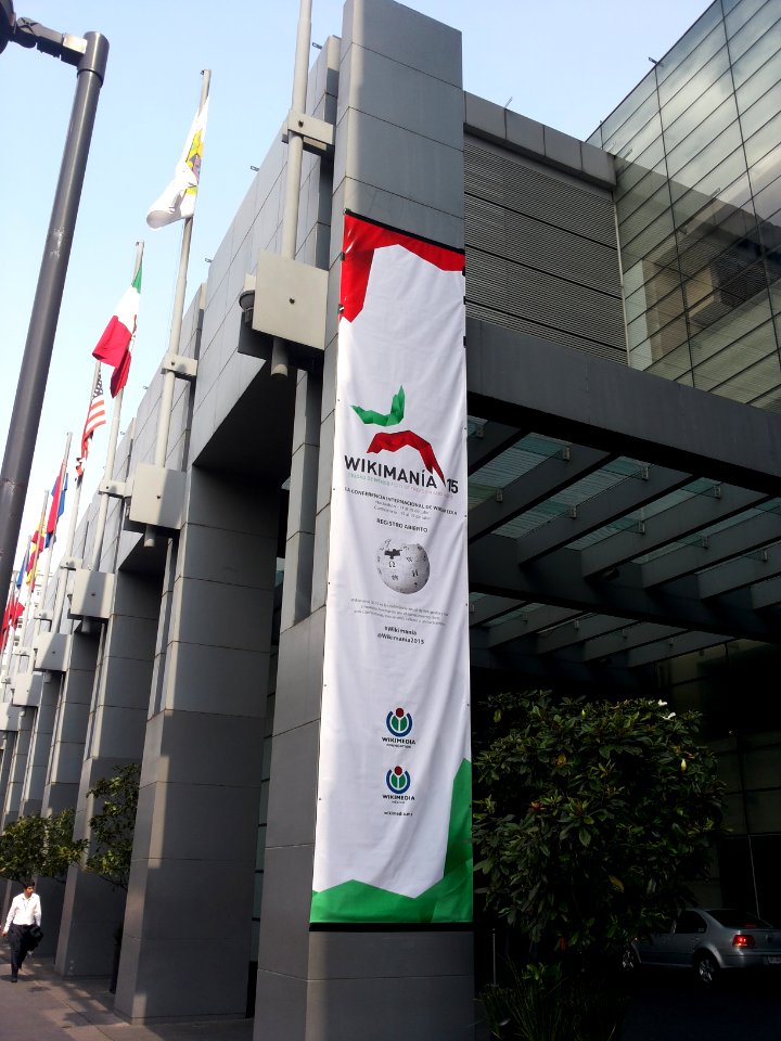 Wikimania 2015-Tuesday-Banner outside (2)