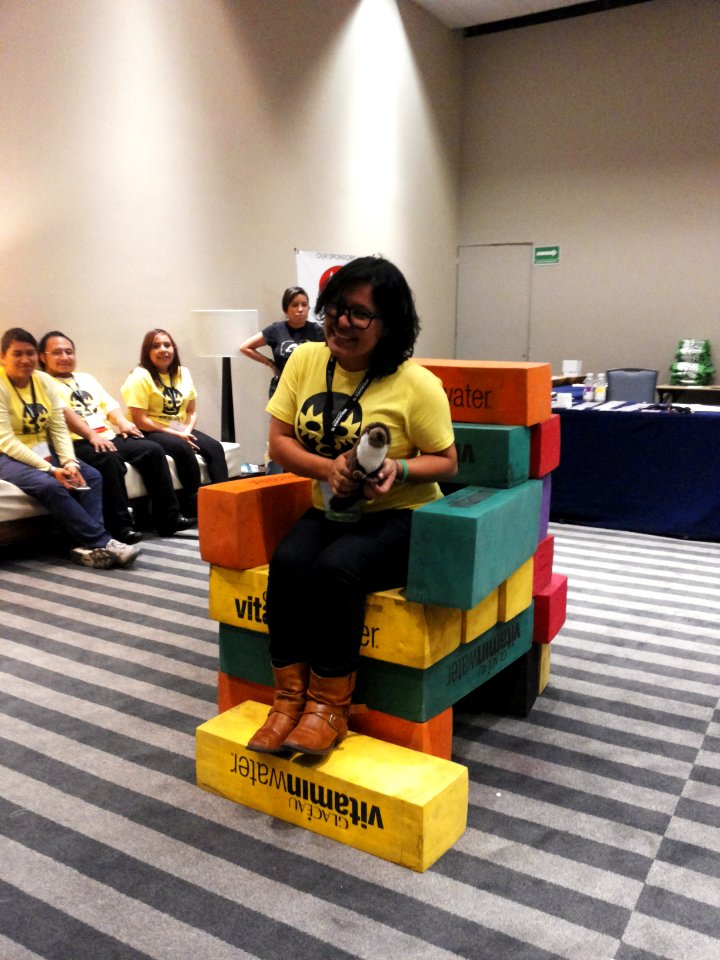 Wikimania 2015-Wednesday-Volunteers play Weasel-Jenga (41)