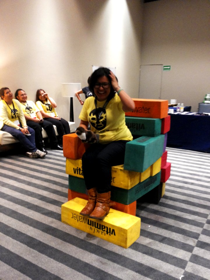 Wikimania 2015-Wednesday-Volunteers play Weasel-Jenga (40)