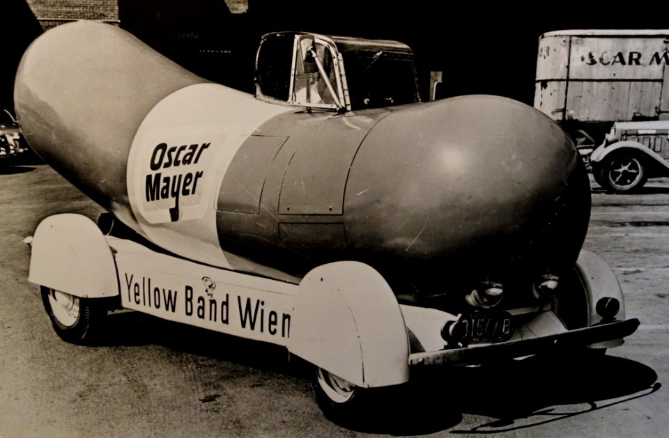 Wienermobile with added cockpit, 1936, Oscar Mayer Foods Corporation, Madison, WI - Wisconsin Historical Museum - DSC03417