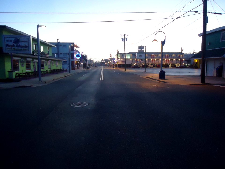 Wildwood New Jersey street early morning mostly empty