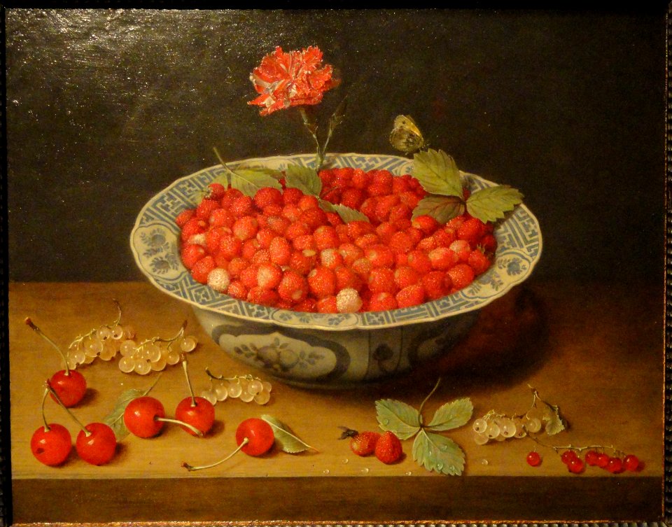Wild Strawberries and a Carnation in a Wan-Li Bowl, by Jacob van Hulsdonck, c. 1620, oil on copper - National Gallery of Art, Washington - DSC09950