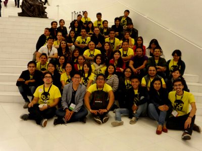 Wikimania 2015-Saturday-Group photo of volunteers at the Museo Soumaya reception