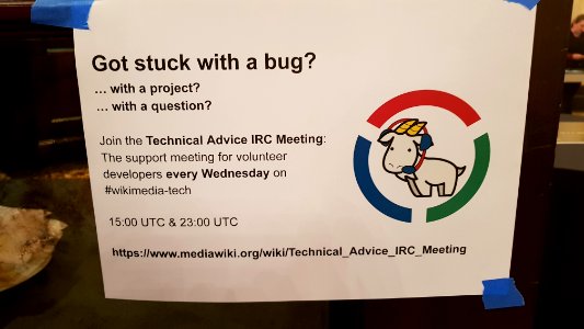 Wikimania 2018 - hackathon - got stuck with a goat bug