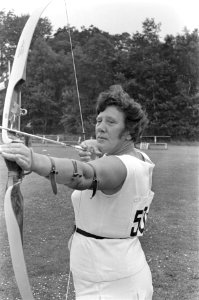 Wereldkampioenschappen Boogschieten te Amersfoort. De Nederlandse kampioene J. C, Bestanddeelnr 920-5490