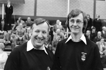 Wereldkampioenschappen bandstoten in Rotterdam Ceulemans (l) (Belgie) en Van de, Bestanddeelnr 929-1495