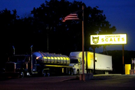 Weighing station at night in Albany, New York photo