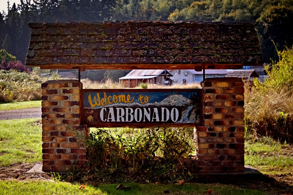 Welcome sign in Carbonado, Washington