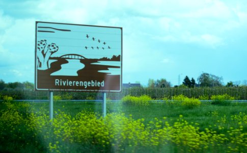 Welkomstbord van het Nederlandse rivierengebied
