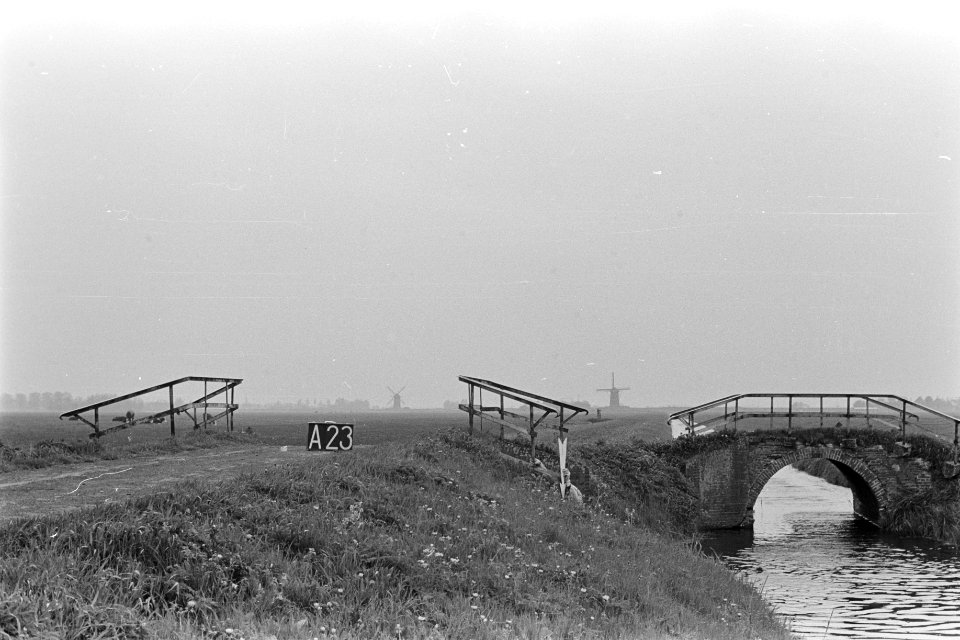 Weiland met bruggetje over vaart (ruilverkaveling Veenderpolder) In de verte tw, Bestanddeelnr 170-2784