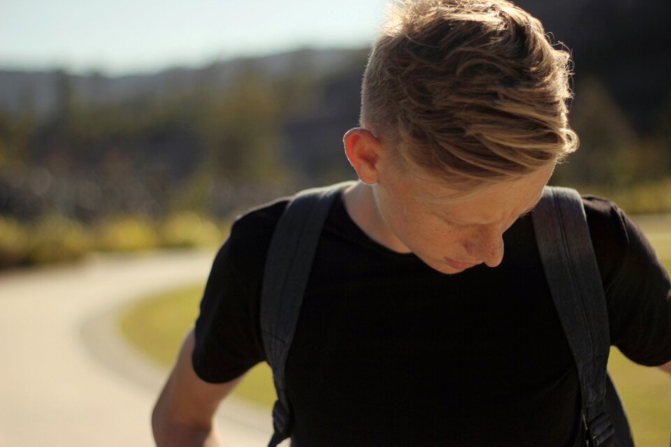 Blonde hair back pack