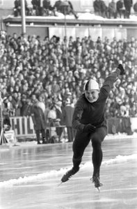 Wereldkampioenschappen schaatsen in Oslo, Traub (Duitsland) in aktie op de 500 m, Bestanddeelnr 920-0656