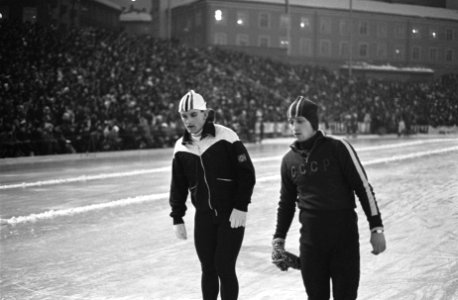 Wereldkampioenschappen schaatsen in Oslo, Stiansen (Noorwegen) en Kaplan Sovjet, Bestanddeelnr 920-0660