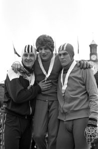 Wereldkampioenschappen schaatsen in Oslo, op podium 5000 meter v.l.n.r Maier (2), Bestanddeelnr 920-0666
