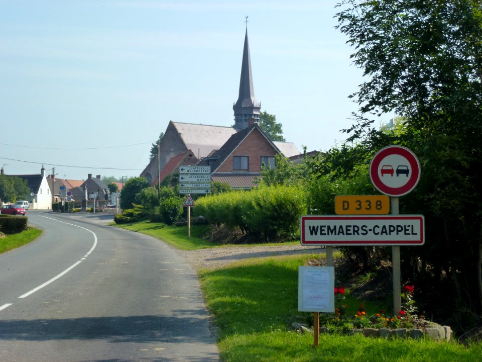 Wemaers-Cappel (Nord, Fr) city limit sign