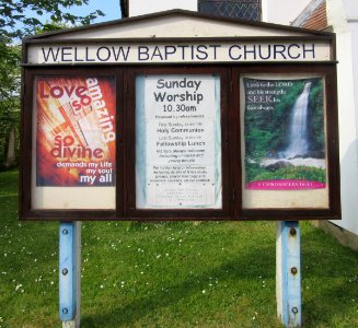 Wellow Baptist Church, Main Road (B3401), Wellow (May 2016) (Signboard)
